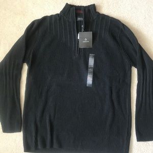 Claiborne Men’s 100% Cotton Half-Zip Sweater Black